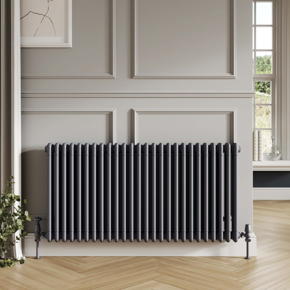 Scudo 600 x 1190mm 3 Column Horizontal Radiator in Anthracite