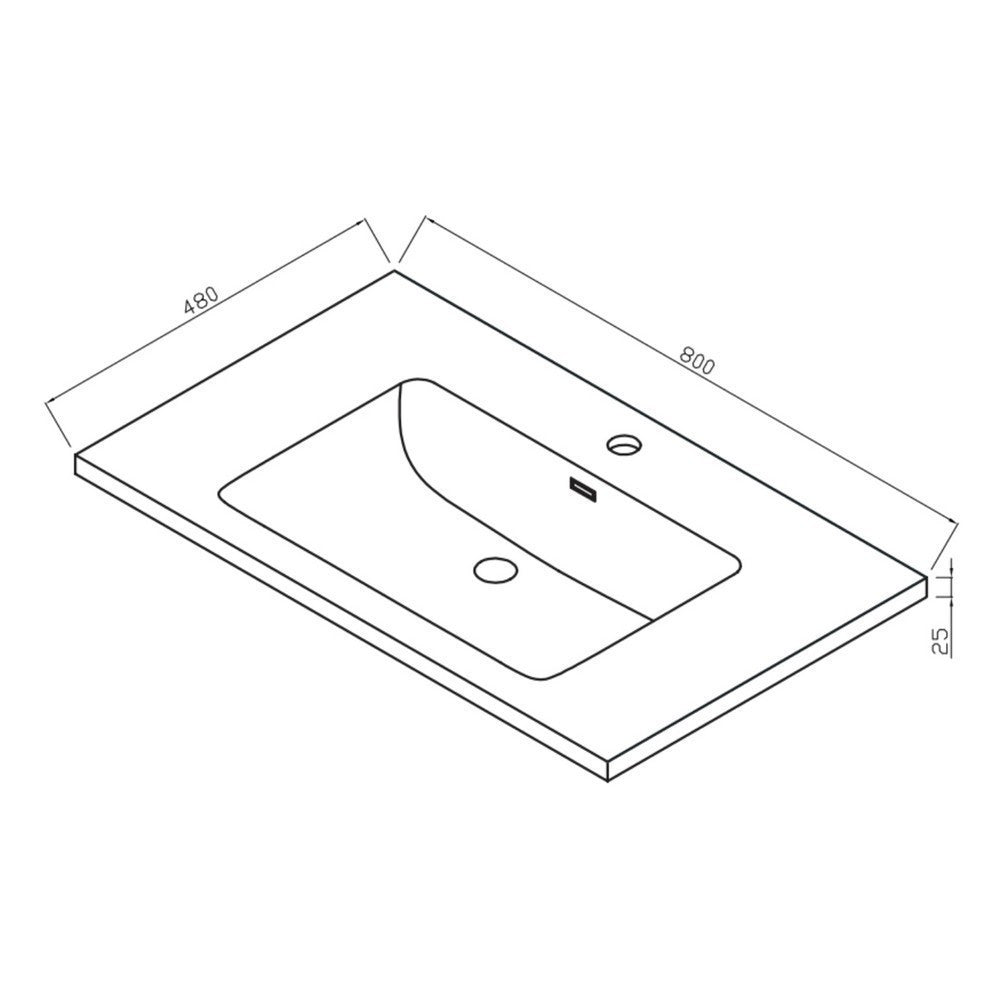Scudo Ambience 800mm Matt White Wall Mounted LED Vanity Unit with Basin dimensions basin