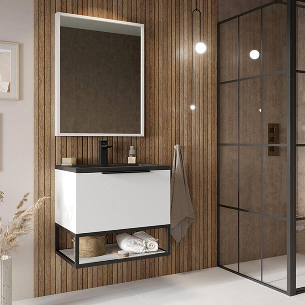 Scudo Ambience 800mm Matt White Wall Mounted LED Vanity Unit with Basin lifestyle