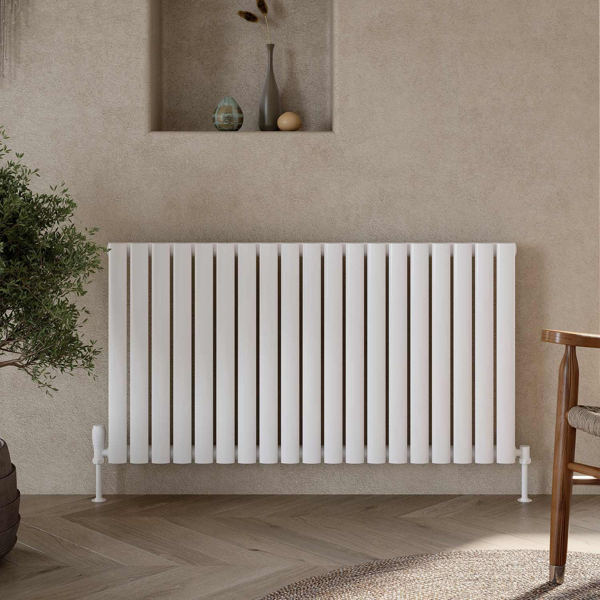 Scudo Apex 600 x 1121mm Single Horizontal Designer Radiator in Gloss White lifestyle