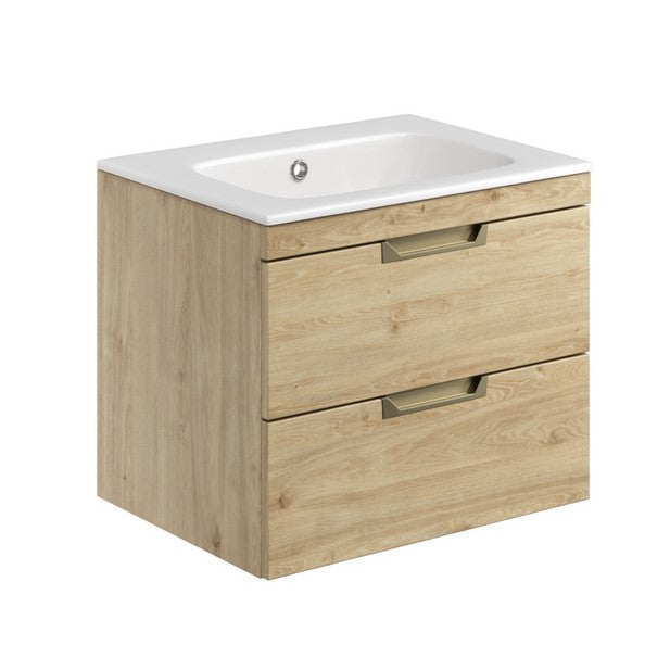 Scudo Aubrey 600mm Davos Oak Wall Mounted Vanity Unit with Basin