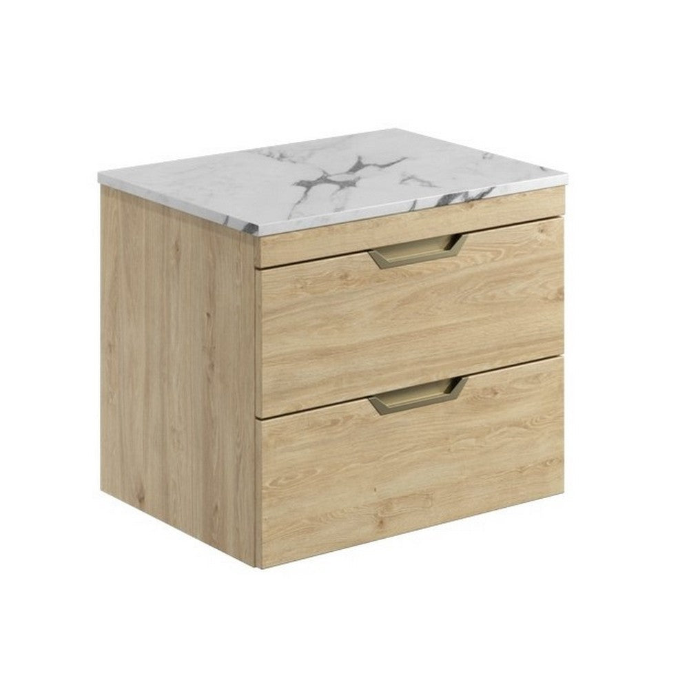 Scudo Aubrey 600mm Davos Oak Wall Mounted Vanity Unit with Worktop