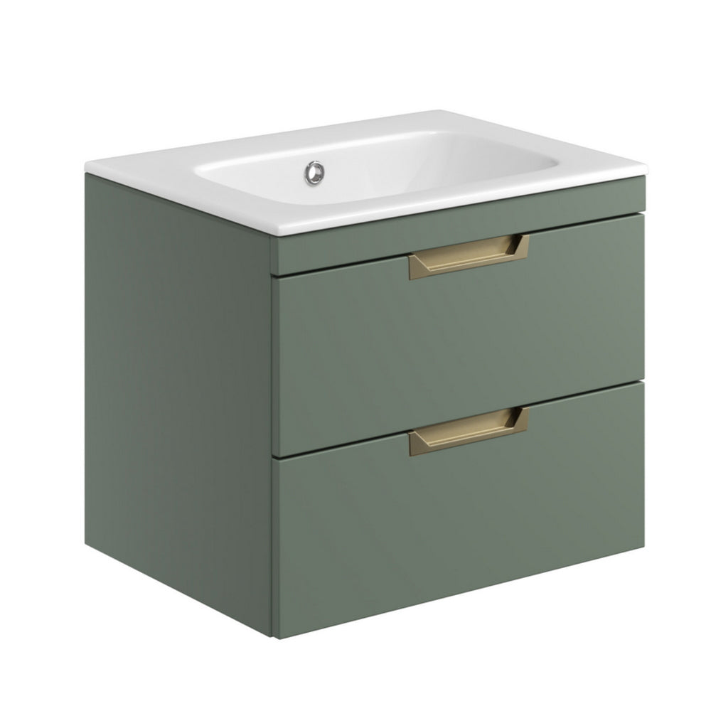 Scudo Aubrey 600mm Reed Green Wall Mounted Vanity Unit with Basin