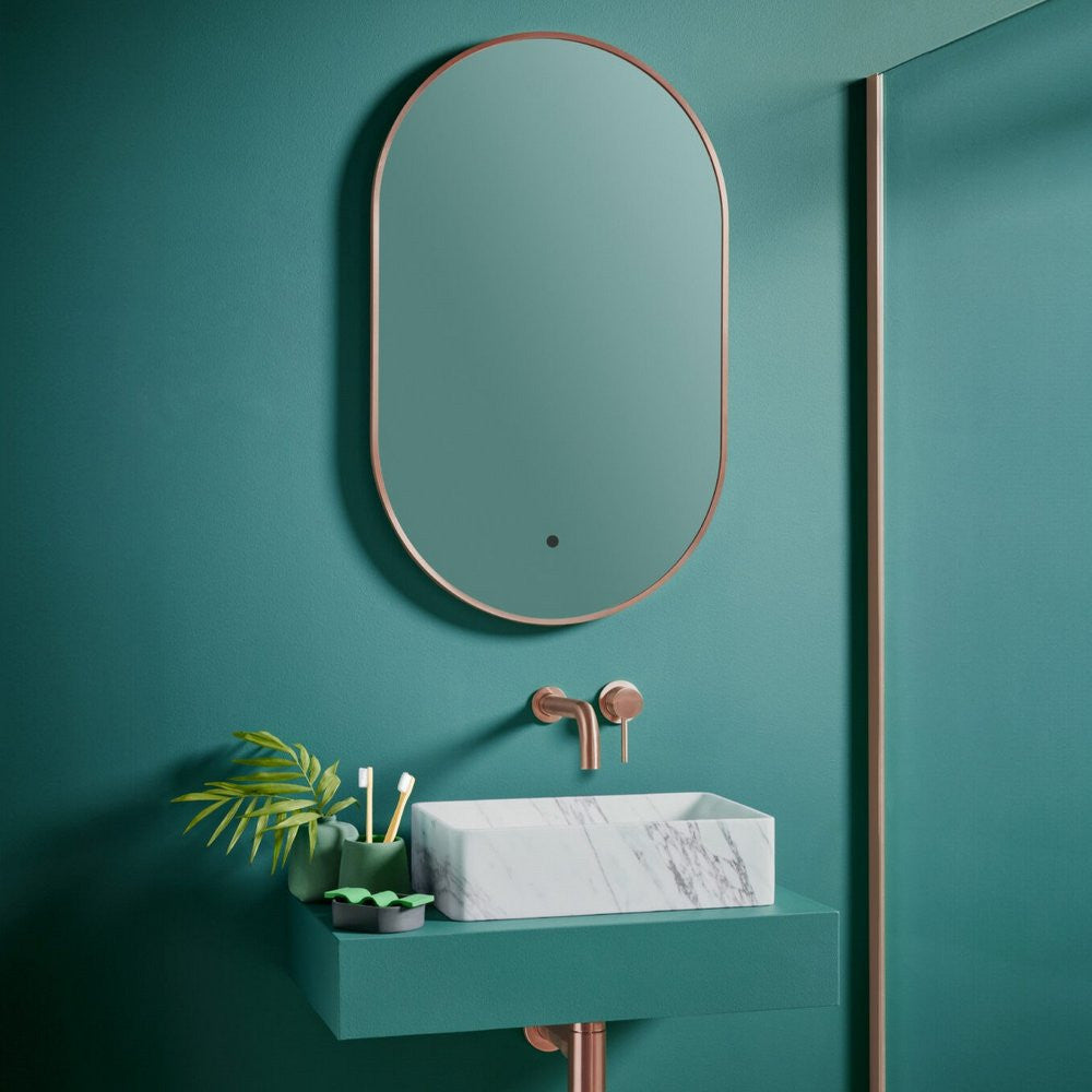 Scudo Aubrey 800 x 500mm Brushed Brass LED Mirror