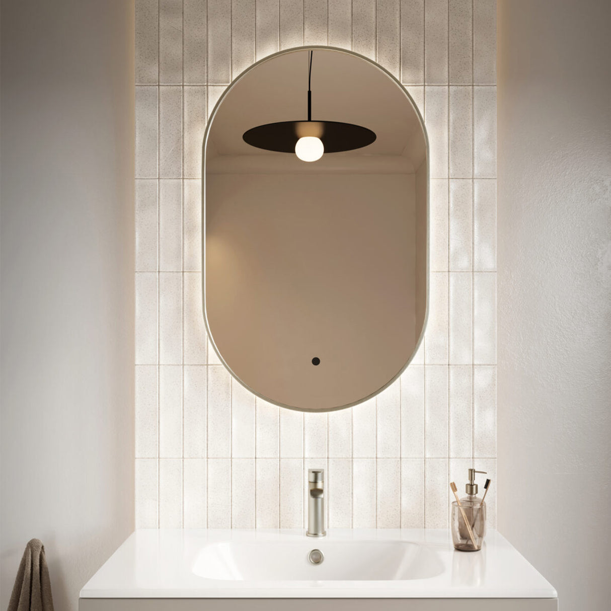 Scudo Aubrey 800 x 500mm Brushed Nickel LED Mirror