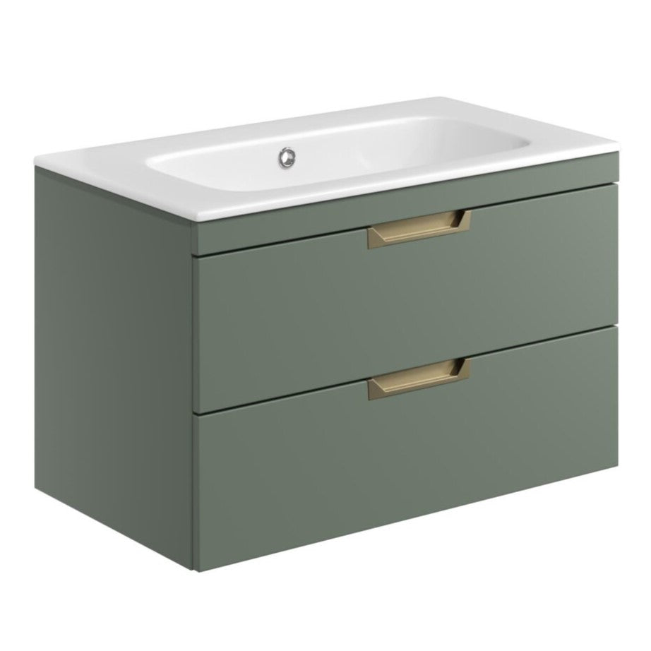 Scudo Aubrey 800mm Reed Green Wall Mounted Vanity Unit with Basin