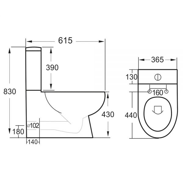 Scudo Belini 430mm Rimless Closed Back Pan dimensions
