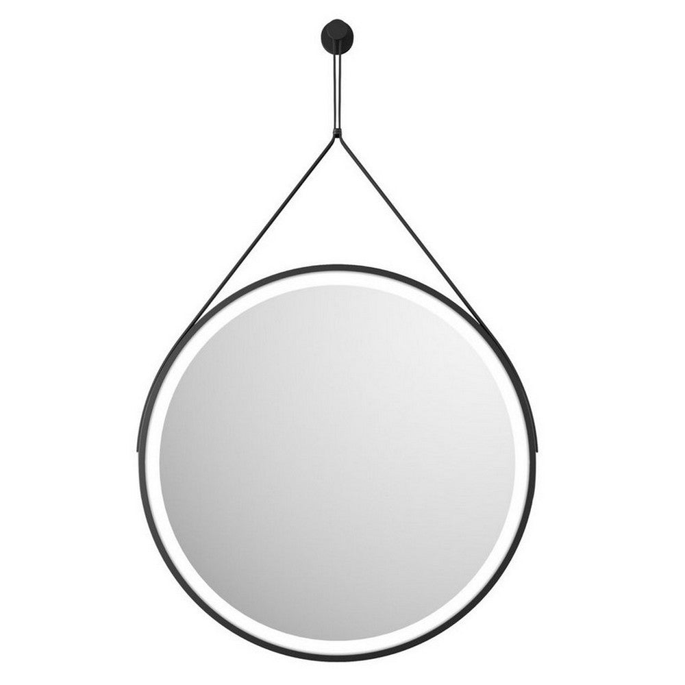 Scudo Belini Matt Black Round LED 600mm Hanging Mirror