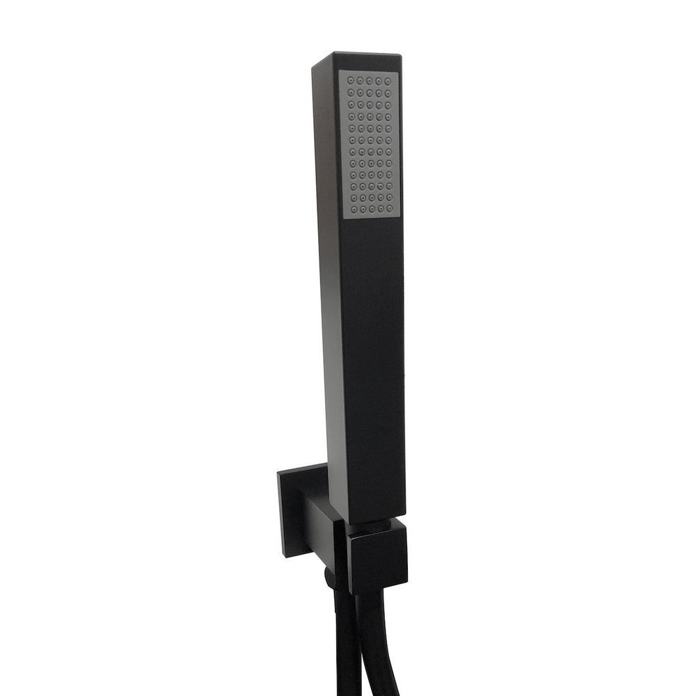 Scudo Black Squared Outlet Elbow with Shower Hose and Handset
