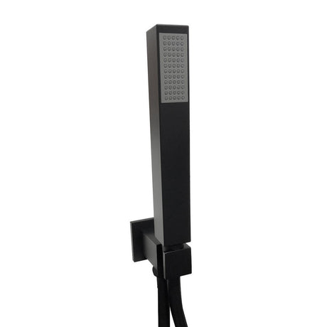 Scudo Black Squared Outlet Elbow with Shower Hose and Handset