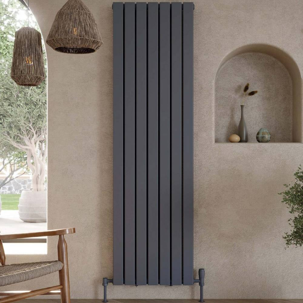 Scudo Bravo 1800 x 408mm Anthracite Vertical Double Designer Radiator