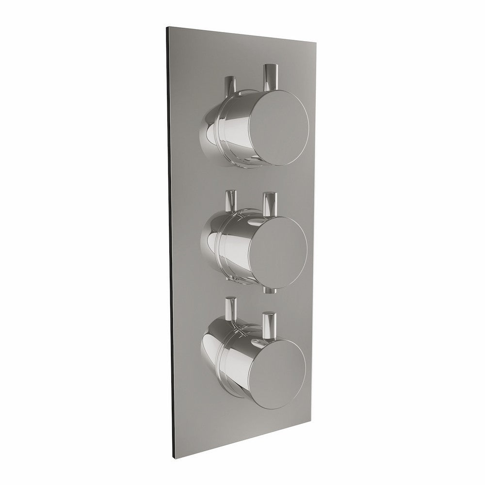 Scudo Chrome Triple Round Handle Concealed Shower Valve