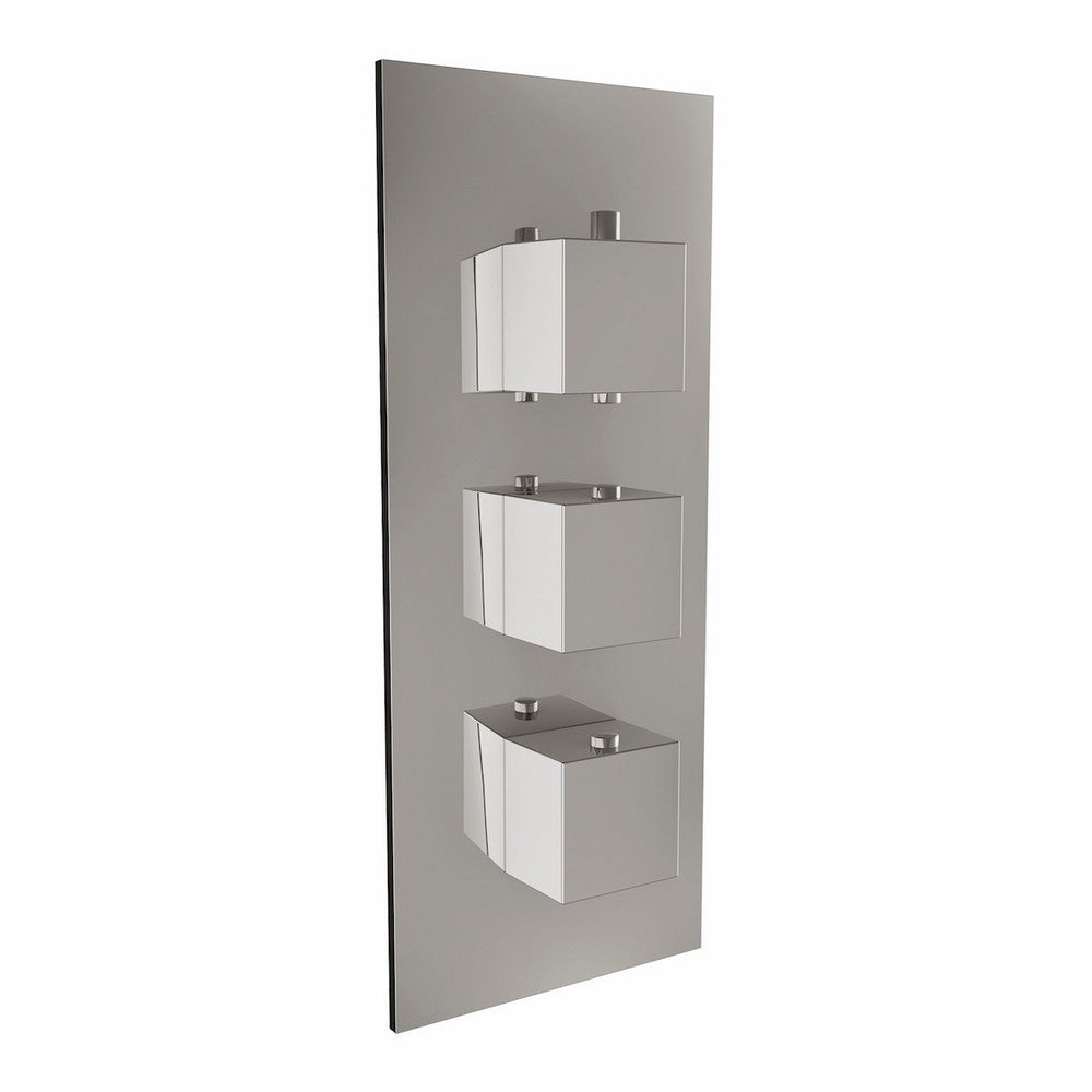 Scudo Chrome Triple Squared Handle Concealed Shower Valve with Diverter