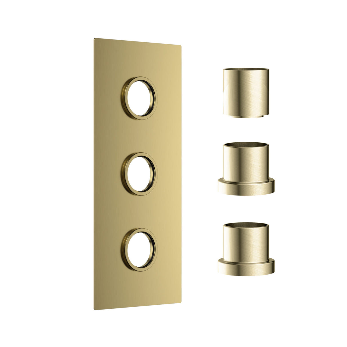 Scudo Concealed Three Outlet Shower Valve with Brushed Brass Plate
