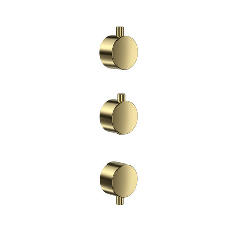 Scudo Concealed Three Outlet Shower Valve with Brushed Brass Plate plain handle