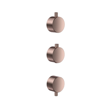 Scudo Concealed Three Outlet Shower Valve with Brushed Bronze Plate plain handle