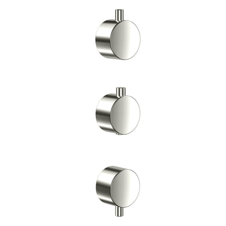 Scudo Concealed Three Outlet Shower Valve with Brushed Nickel Plate plain handles