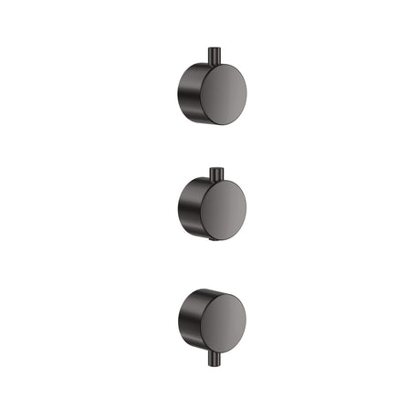 Scudo Concealed Three Outlet Shower Valve with Gunmetal Plate plain handles
