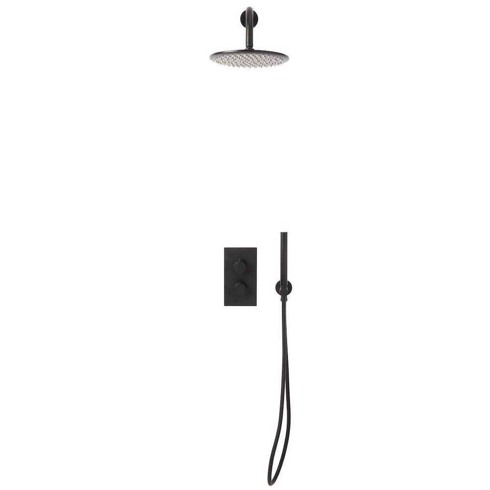 NU-029 Scudo Core Black Concealed Shower with Fixed Head and Handset
