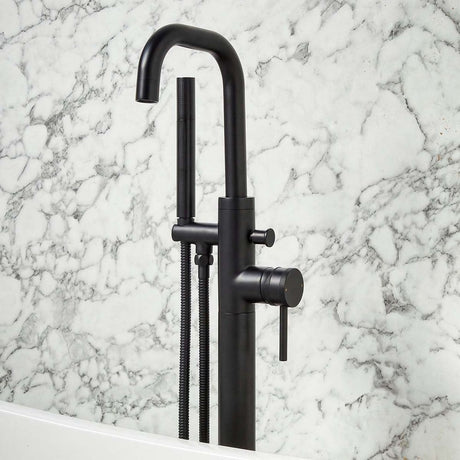 NU-017 Scudo Core Black Freestanding Bath Shower Mixer (3)