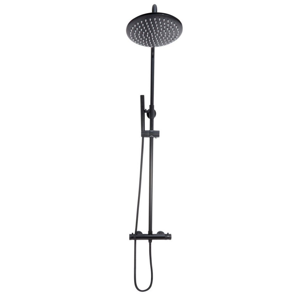 NU-020 Scudo Core Black Round Rigid Riser Shower