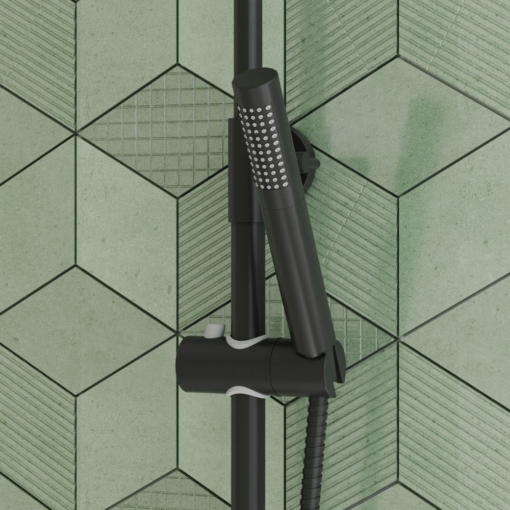 Scudo Core Black Round Rigid Riser Shower lifestyle 2