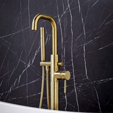 NU-018 Scudo Core Brushed Brass Freestanding Bath Shower Mixer (3)