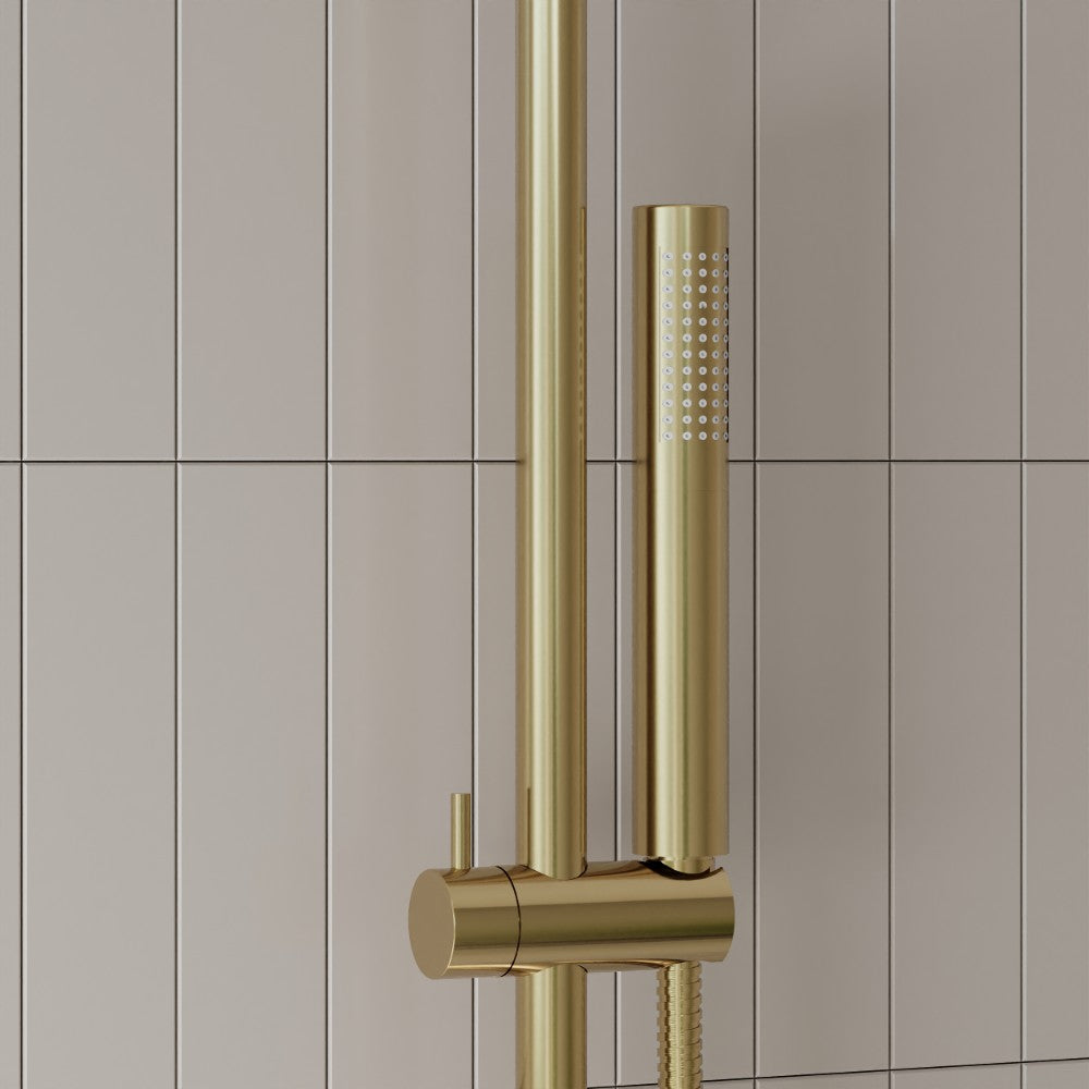Scudo Core Brushed Brass Round Valve with Riser Kit and Head lifestyle 3