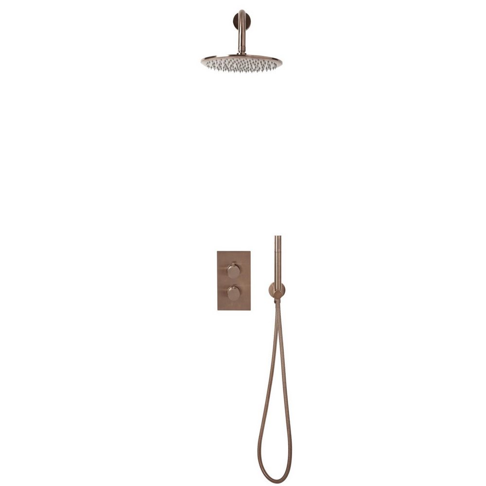 NU-043 Scudo Core Brushed Bronze Concealed Shower with Fixed Head and Handset