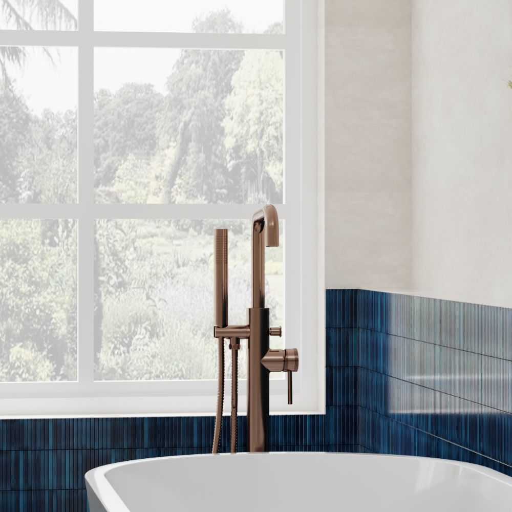 Scudo Core Brushed Bronze Freestanding Bath Shower Mixer lifestyle 2