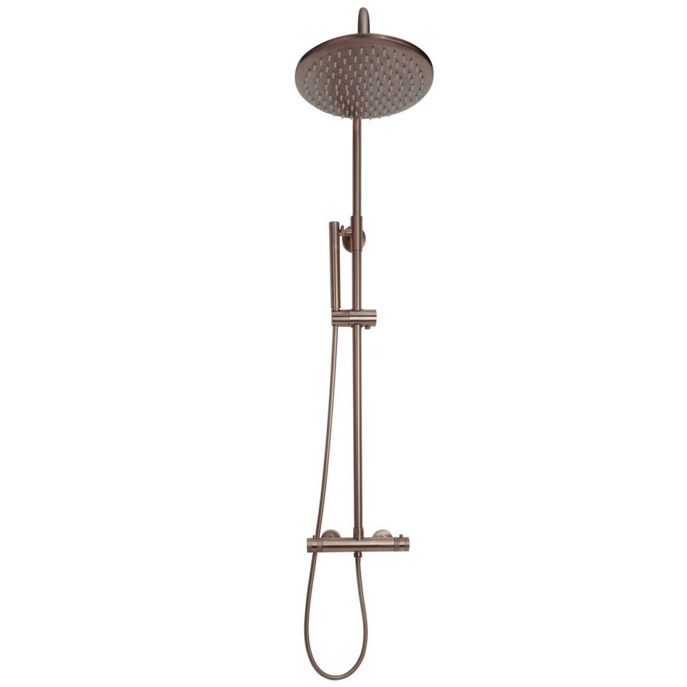NU-042 Scudo Core Brushed Bronze Round Rigid Riser Shower