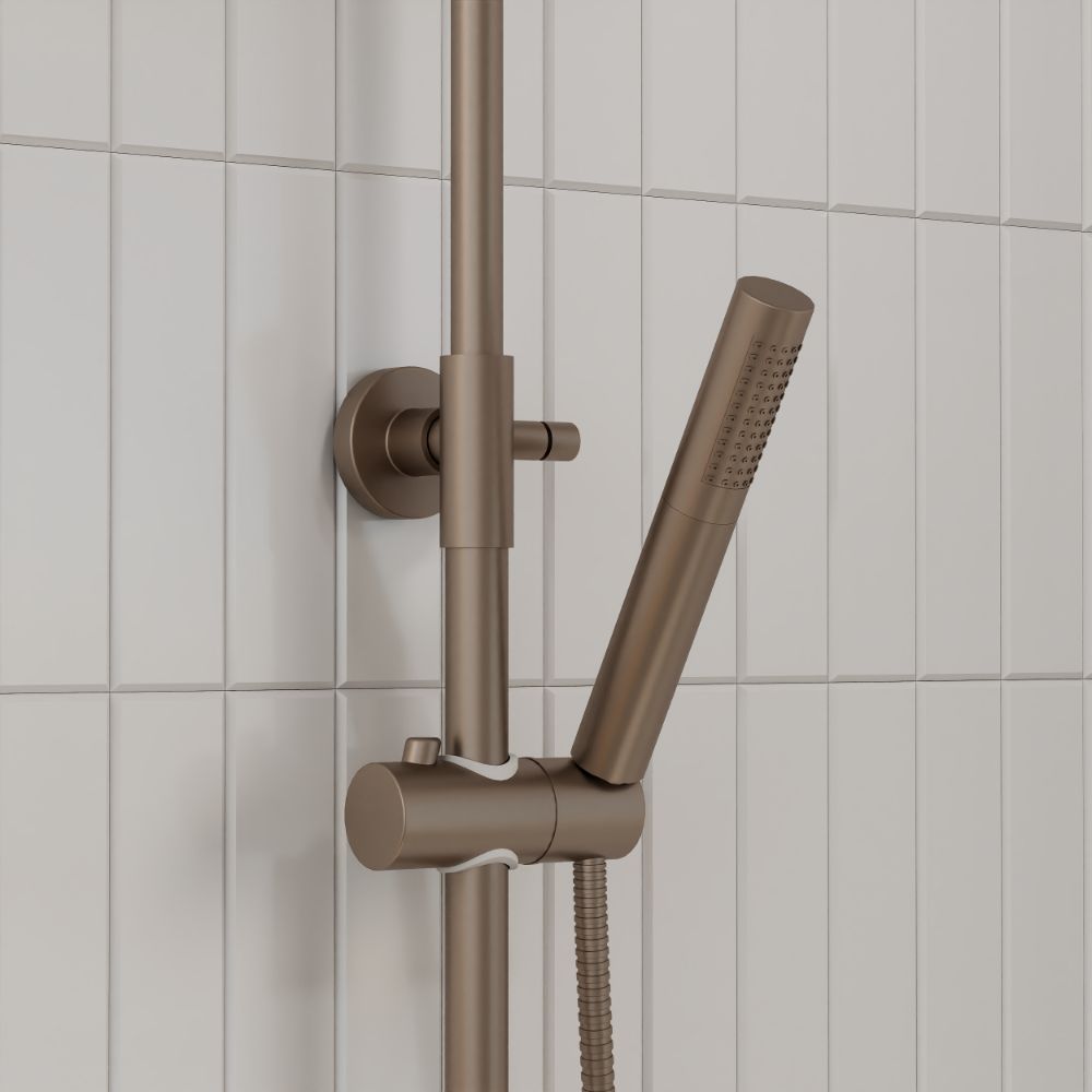 Scudo Core Brushed Bronze Round Rigid Riser Shower lifestyle 3