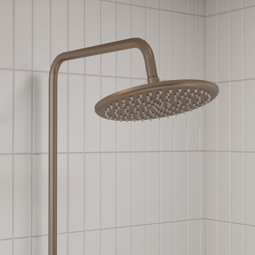 Scudo Core Brushed Bronze Round Rigid Riser Shower lifestyle 4