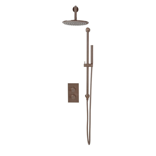 NU-044 Scudo Core Brushed Bronze Round Valve with Riser Kit and Head (1)