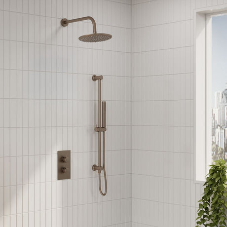 Scudo Core Brushed Bronze Round Valve with Riser Kit and Head lifestyle 1