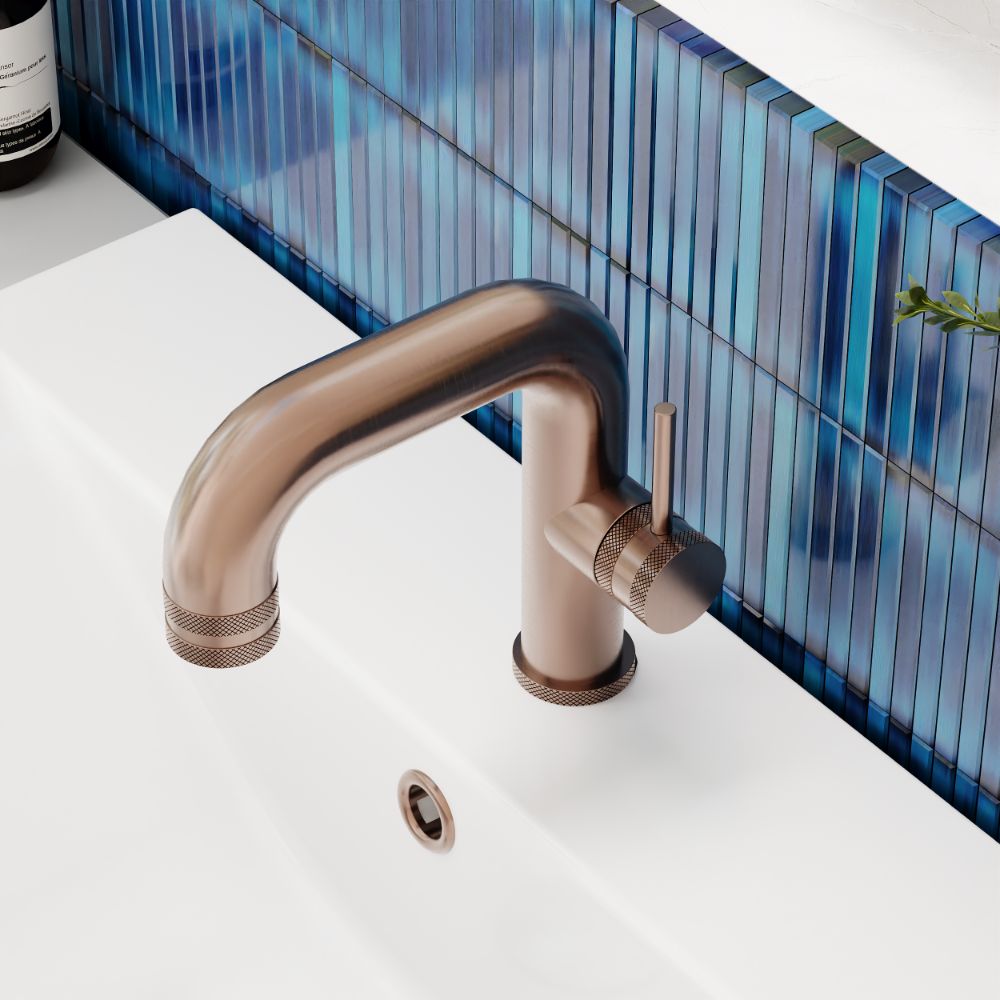 Scudo Core Brushed Bronze Side Lever Mono Basin Mixer top