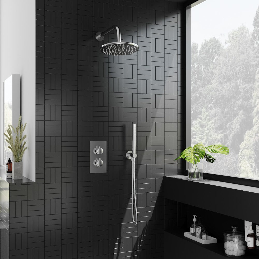 Scudo Core Chrome Concealed Shower with Fixed Head and Handset lifestyle 1