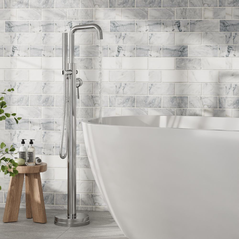 Scudo Core Chrome Freestanding Bath Shower Mixer lifestyle 1