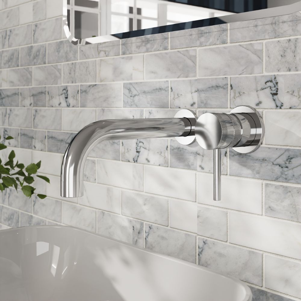 Scudo Core Chrome Wall Mounted Basin Tap lifestyle 1