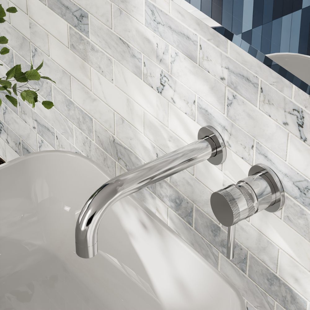 Scudo Core Chrome Wall Mounted Basin Tap lifestyle 2