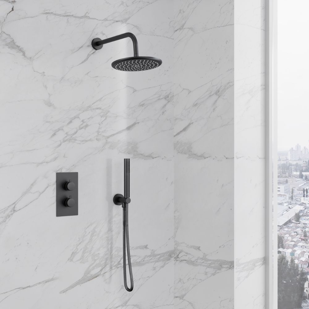 Scudo Core Gunmetal Concealed Shower with Fixed Head and Handset lifestyle 1