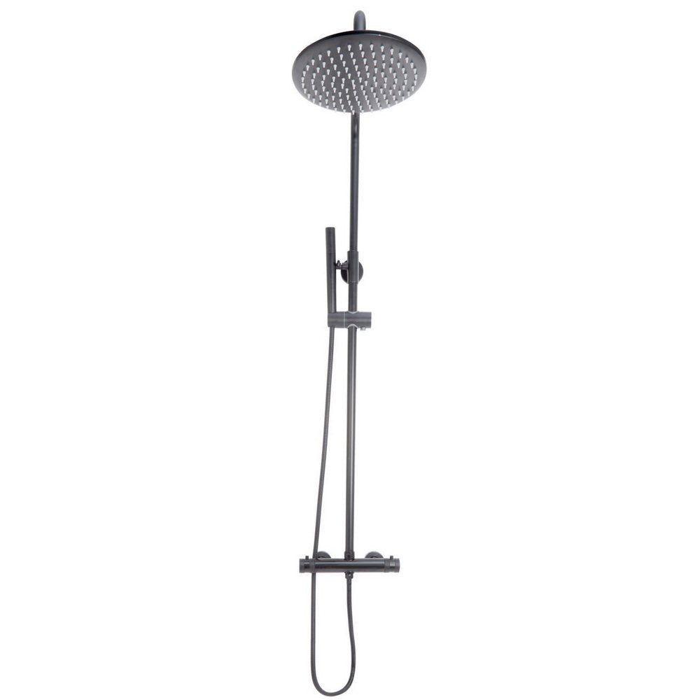 NU-035 Scudo Core Gunmetal Round Rigid Riser Shower