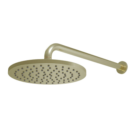 Scudo Core Round Shower Head and Arm in Brushed Brass