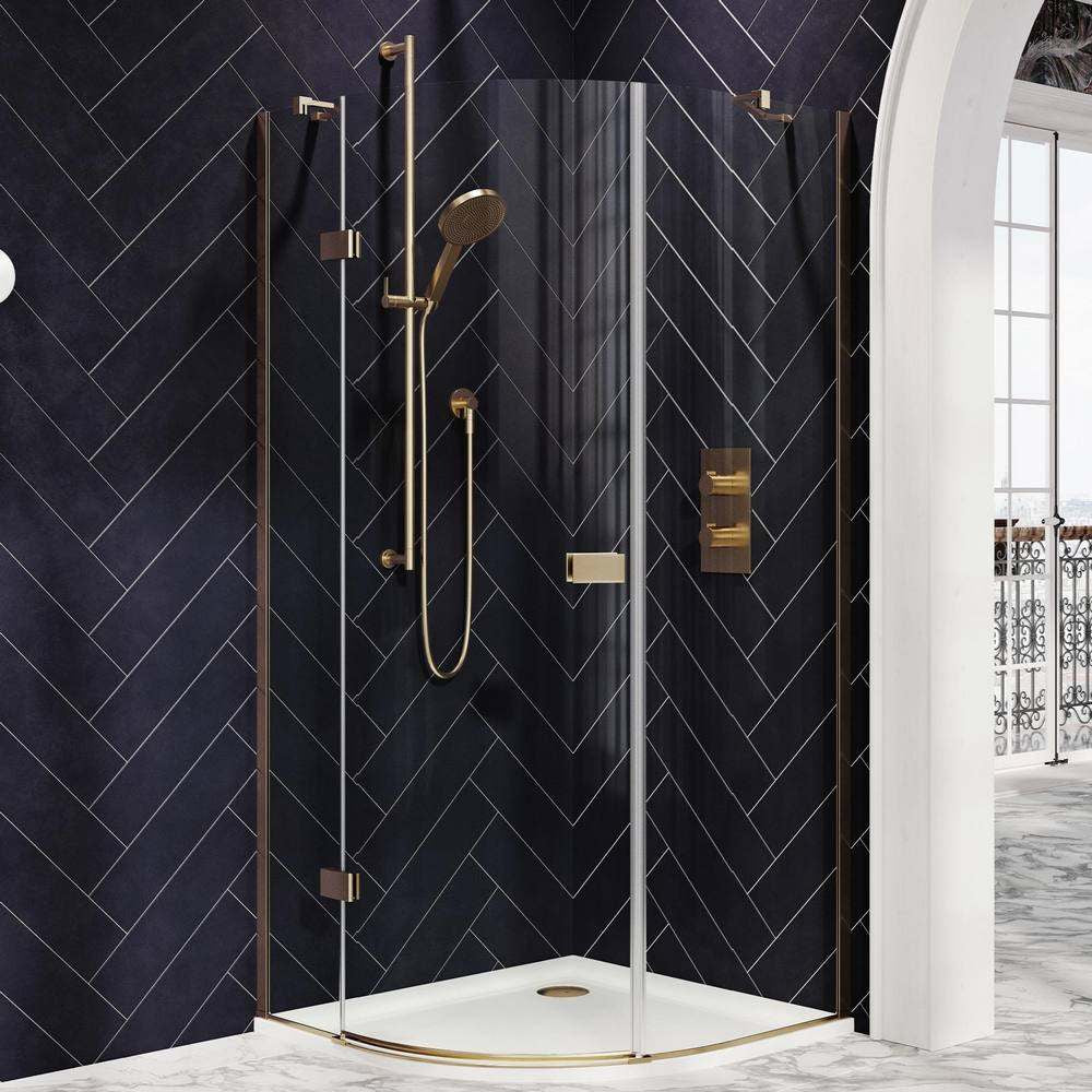 Scudo Dawn Athena Brushed Brass Hinged Quadrant Shower Enclosure