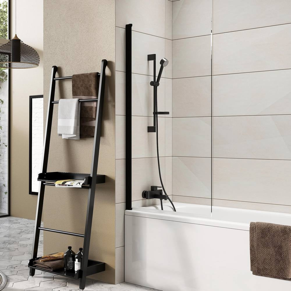 Scudo Dawn Thalia Single Panel Bath Screen Black