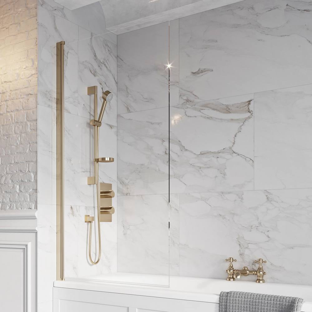 Scudo Dawn Thalia Single Panel Bath Screen Brass
