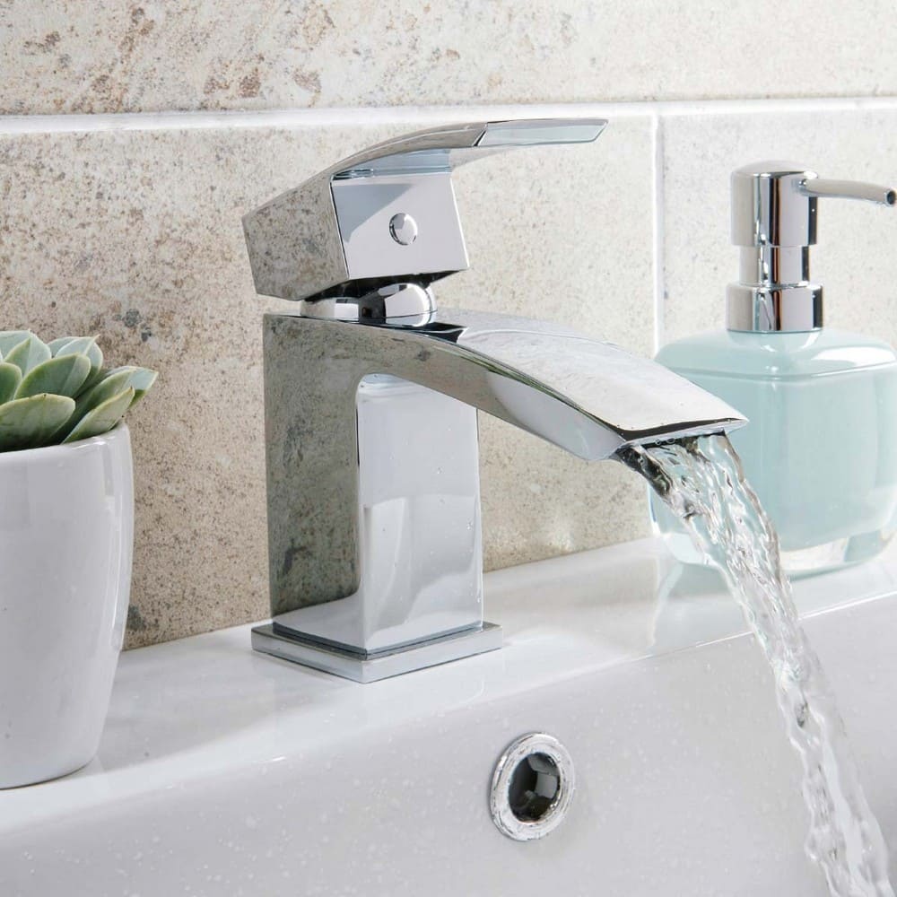 TAP034L Scudo Descent Chrome Mini Mono Basin Mixer with Push Waste Lifestyle