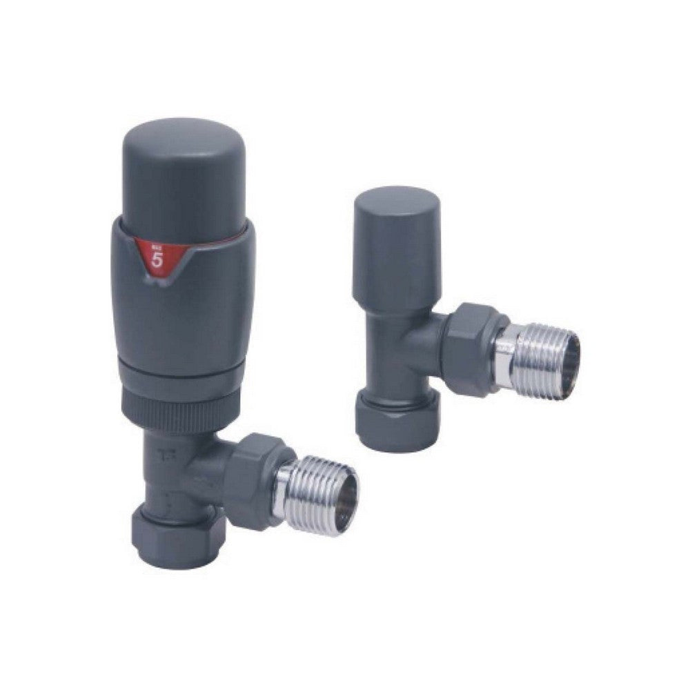Scudo Designer Anthracite TRV Angled Radiator Valves