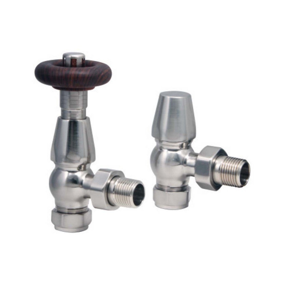 Scudo Designer Satin Nickel TRV Angled Radiator Valves