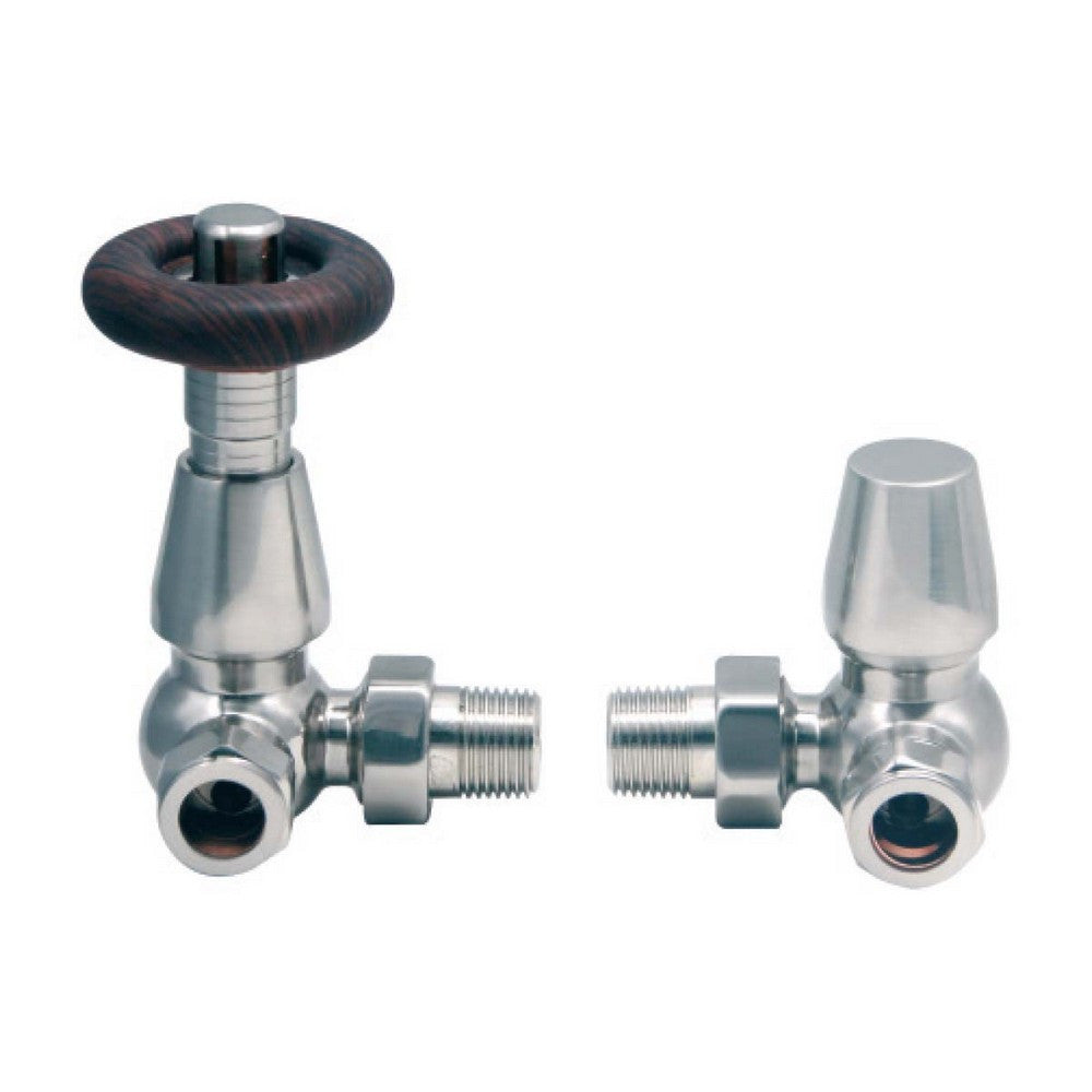 Scudo Designer Satin Nickel TRV Corner Radiator Valves
